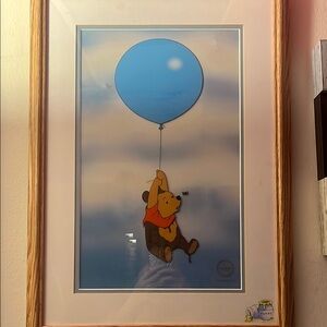 Winnie the Pooh Framed Art with Blue Balloon (only a few left certificate includ